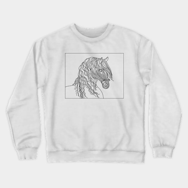 Horse line art illustration, Equine design, Equestrian minimalist art, Horse lovers gifts, Horse show mom. Crewneck Sweatshirt by PAULsPRINT